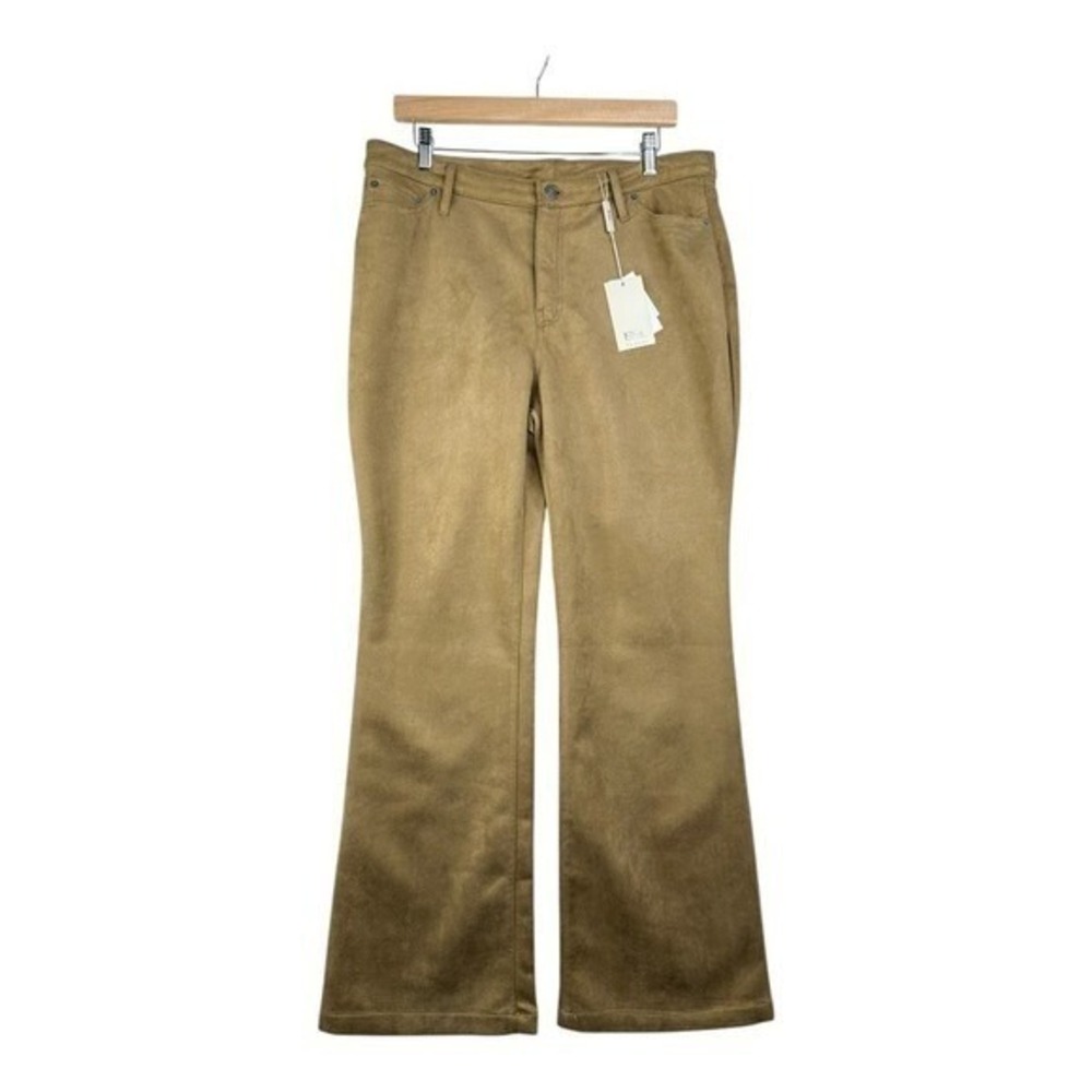 New Elie Tahari Faux Leather Wide Leg Pants size 14 Tan